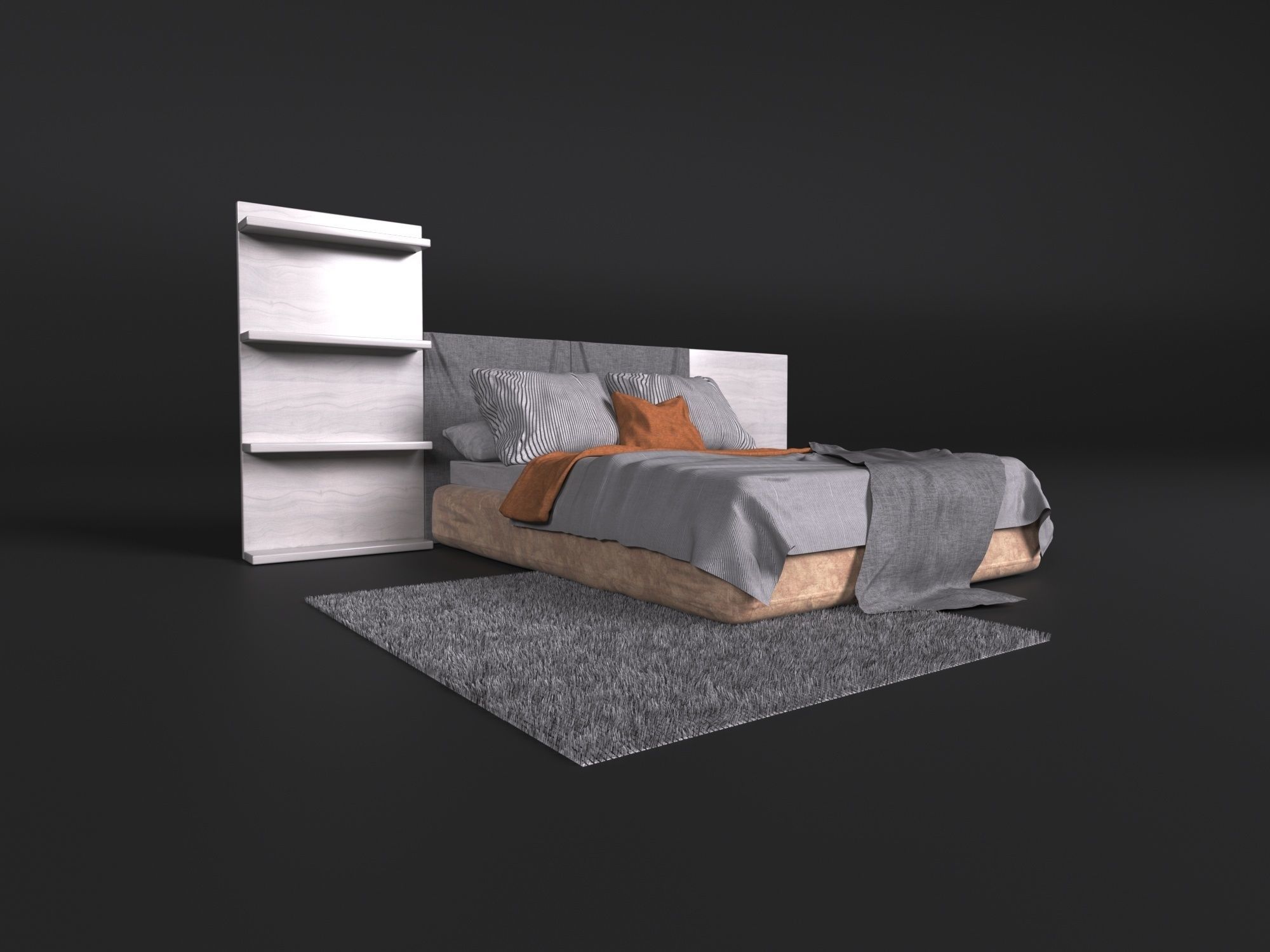 Elegant bed in a modern style Free 3D model_2