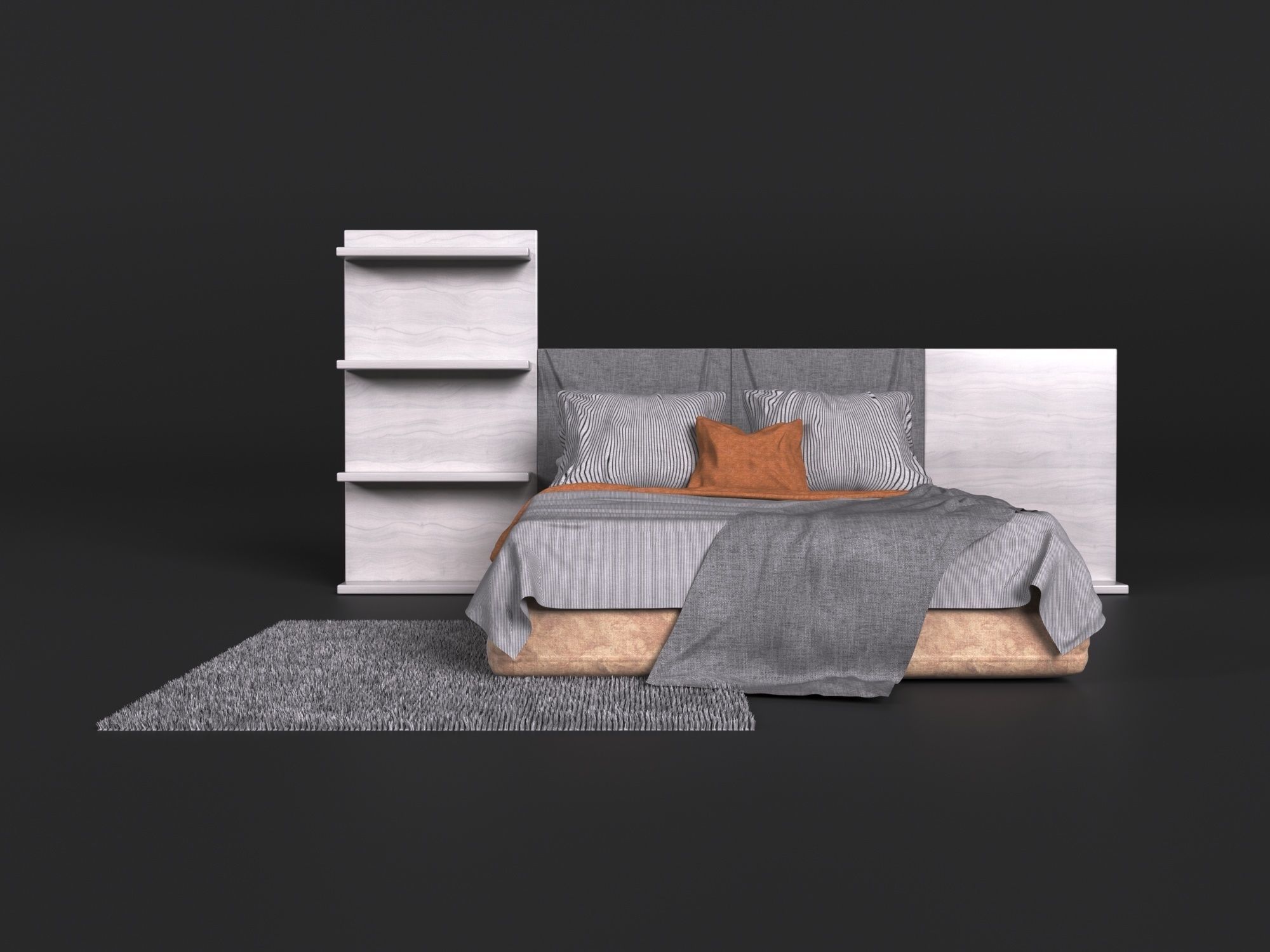 Elegant bed in a modern style Free 3D model_1