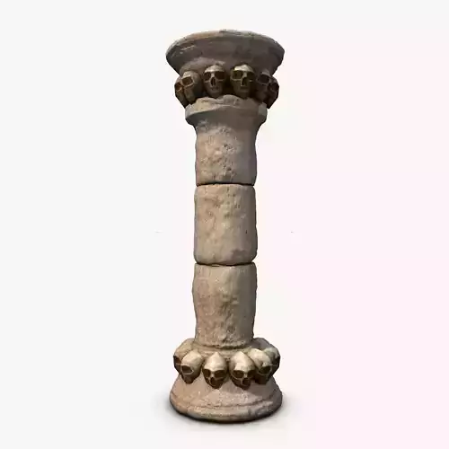 Stone Pillar column with skulls Low-poly 3D model