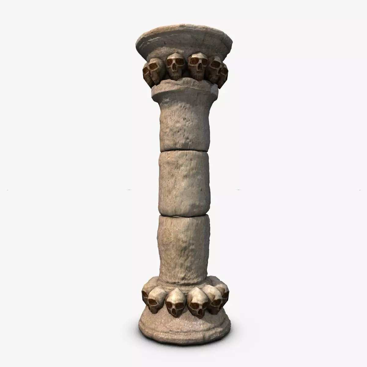 Stone Pillar column with skulls Low-poly 3D model_0