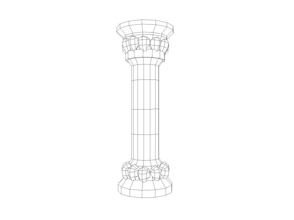 Stone Pillar column with skulls Low-poly 3D model_5