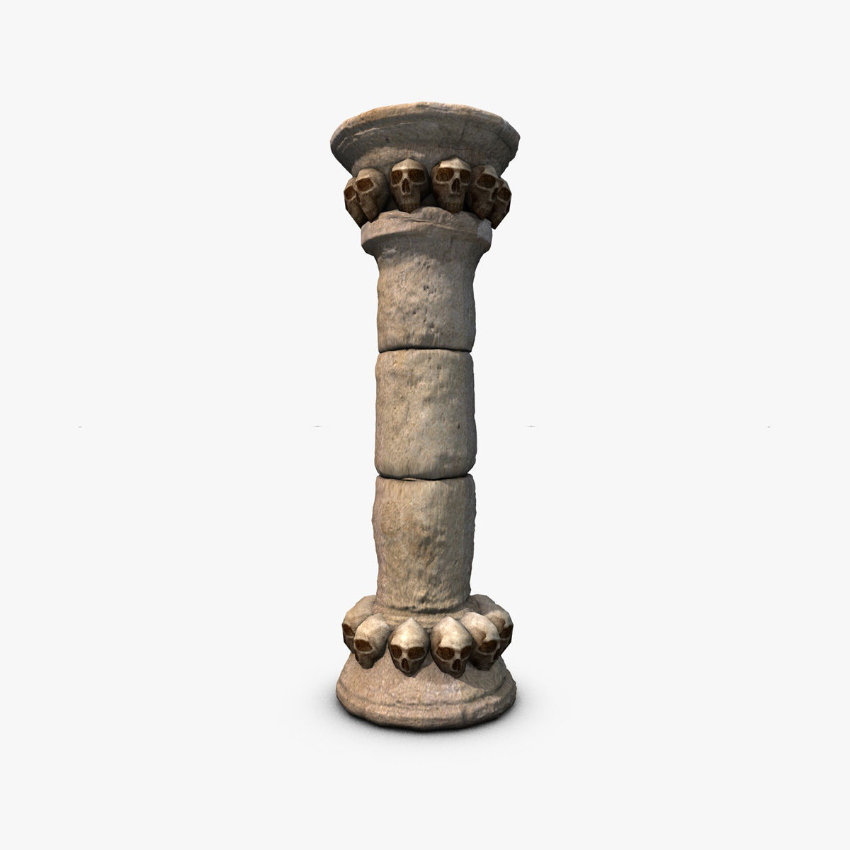 Stone Pillar column with skulls Low-poly 3D model_6