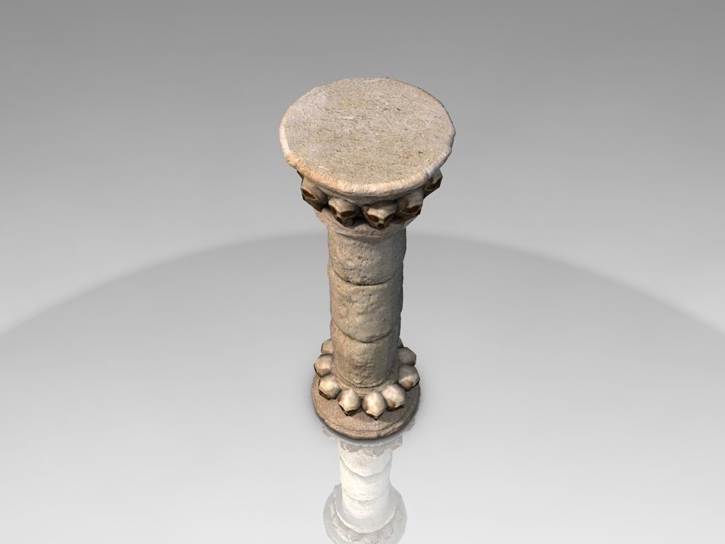 Stone Pillar column with skulls Low-poly 3D model_4