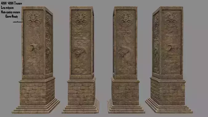 pillar 4 set of four wooden pillars