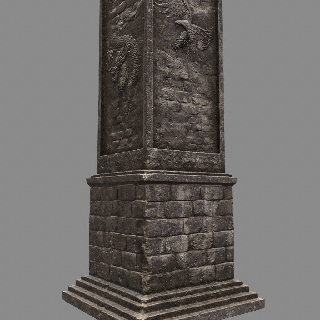 pillar 5 four pillars Low-poly 3D model_2