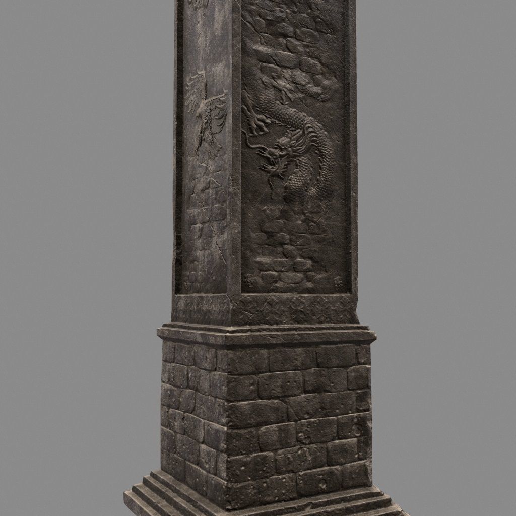 pillar 5 four pillars Low-poly 3D model_4