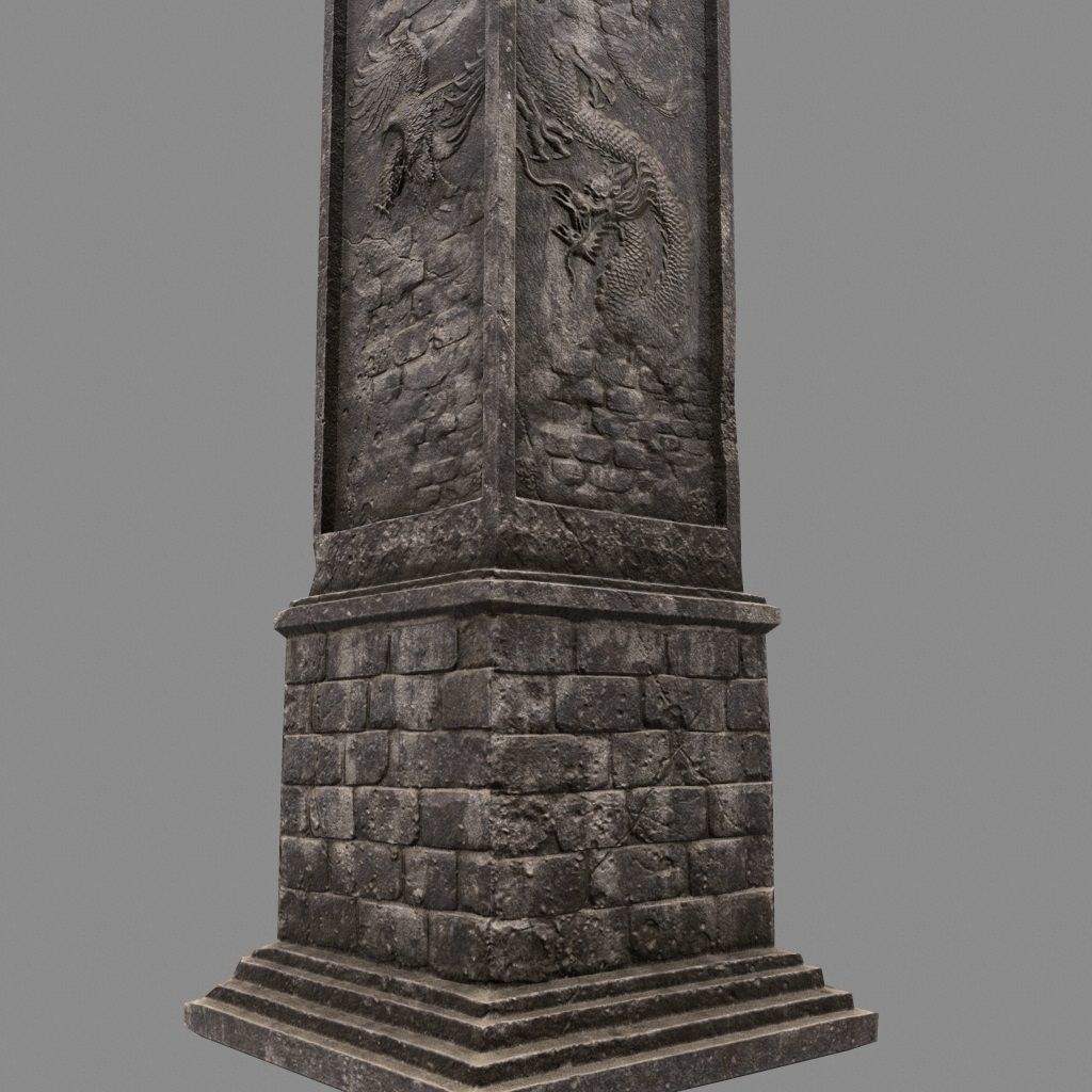 pillar 5 four pillars Low-poly 3D model_1
