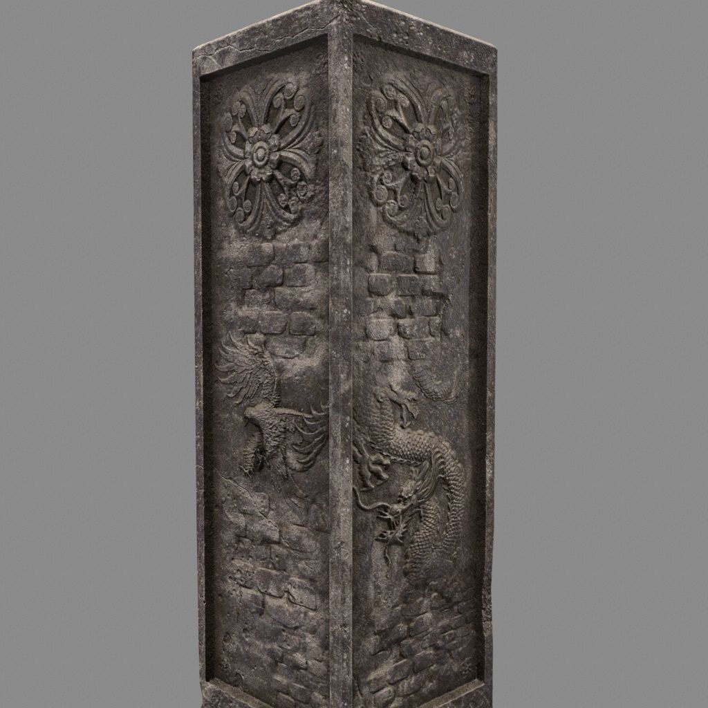 pillar 5 four pillars Low-poly 3D model_5
