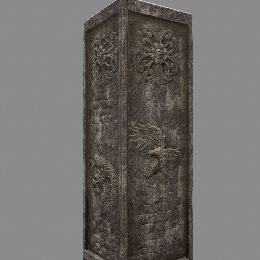 pillar 5 four pillars Low-poly 3D model_3