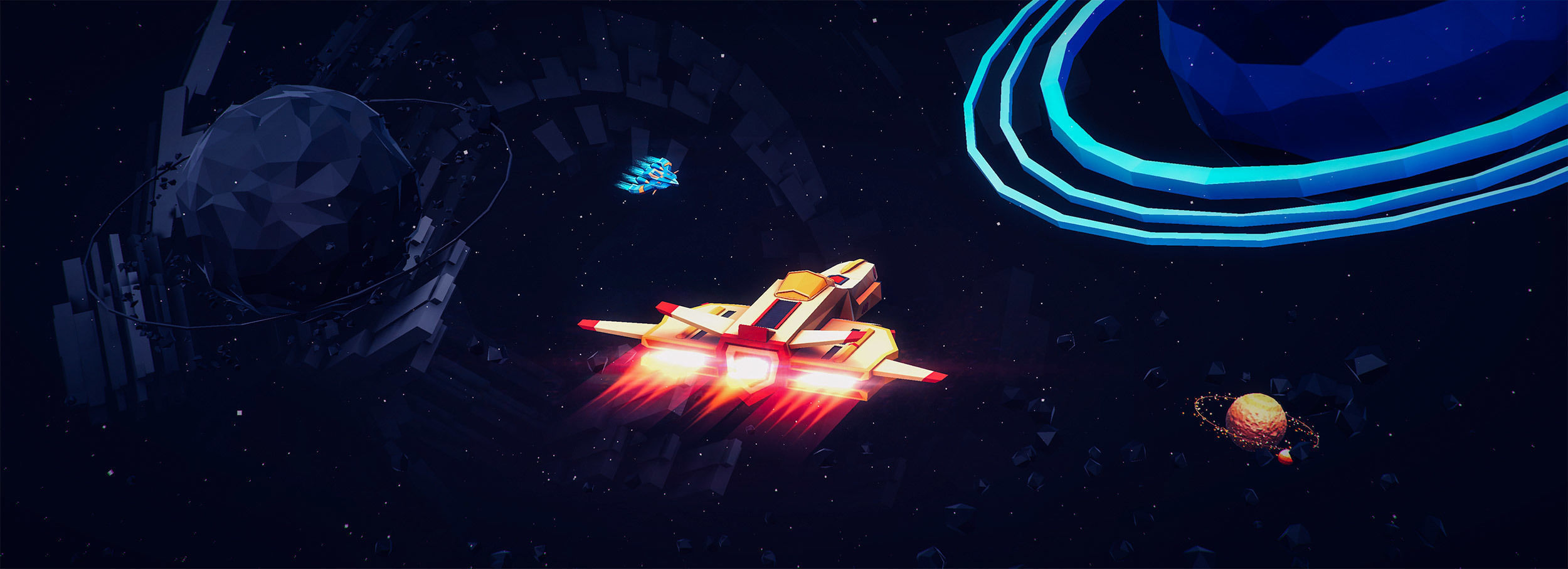 Space Journey Low-poly 3D model_29