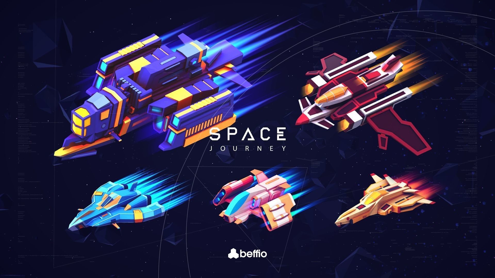 Space Journey Low-poly 3D model_3