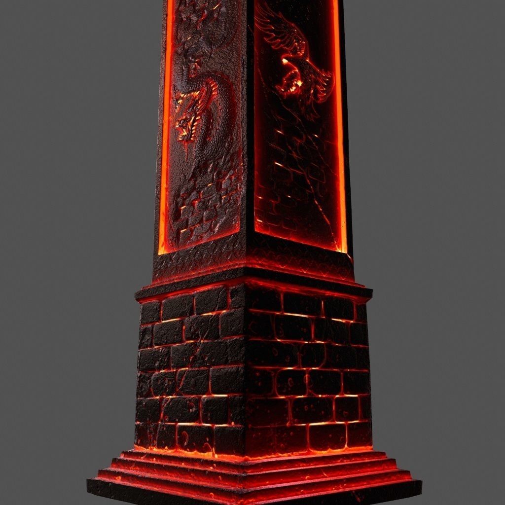 lava pillar Low-poly 3D model_1