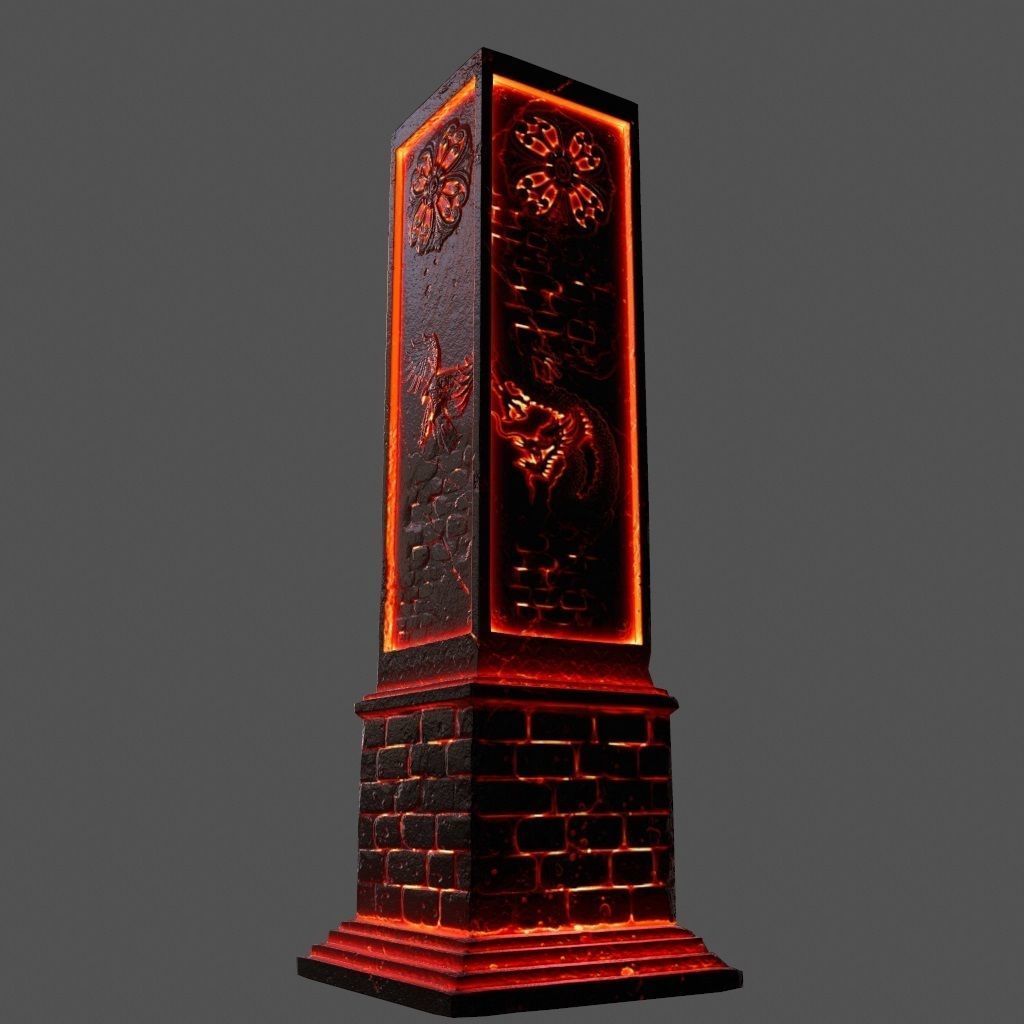 lava pillar Low-poly 3D model_10