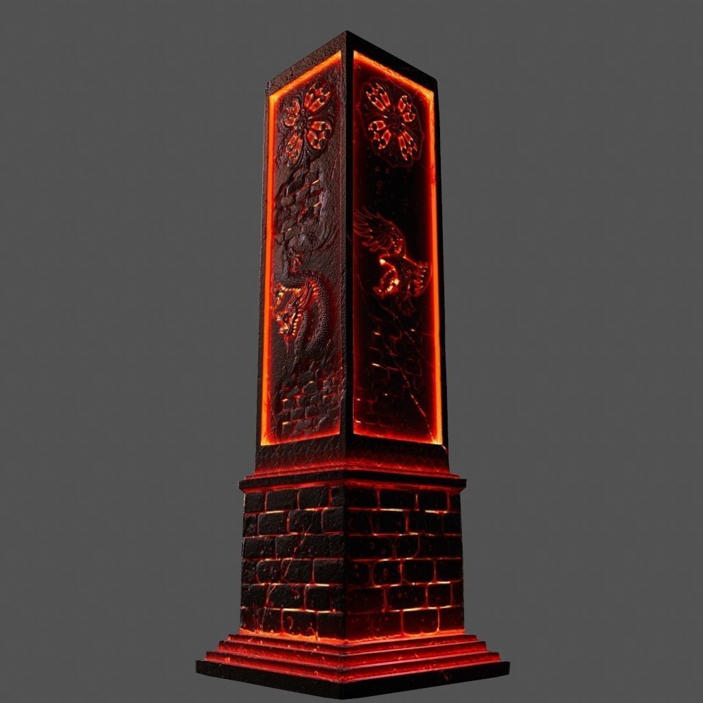 lava pillar Low-poly 3D model_9