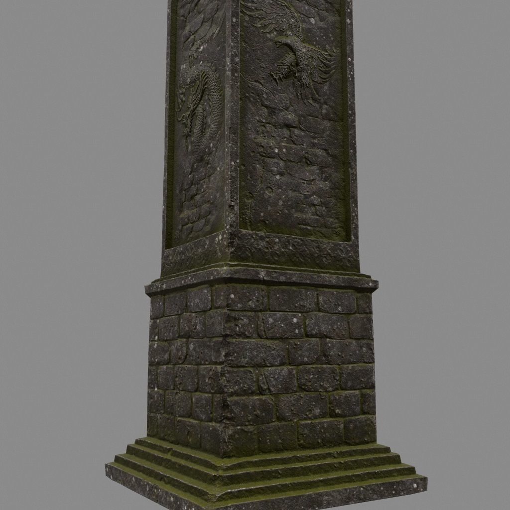 column four stone pillars Low-poly 3D model_1
