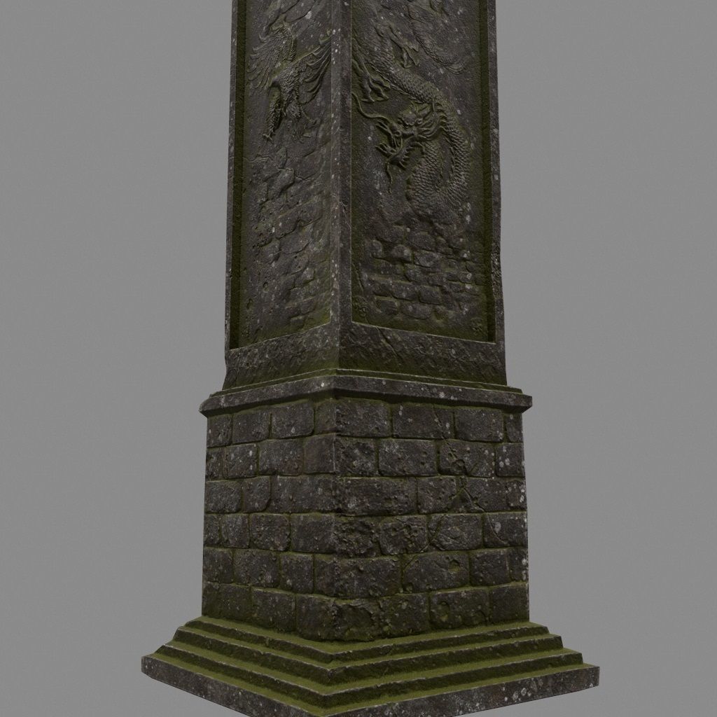 column four stone pillars Low-poly 3D model_5