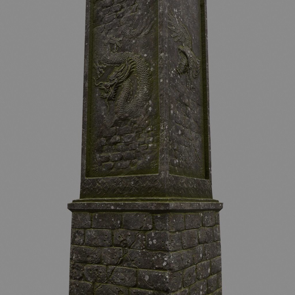 column four stone pillars Low-poly 3D model_7