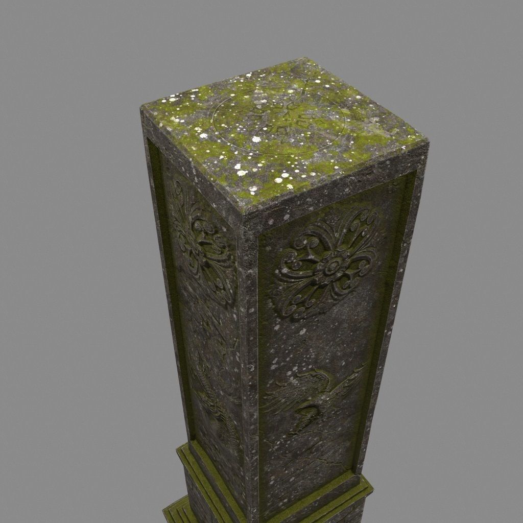 column four stone pillars Low-poly 3D model_6
