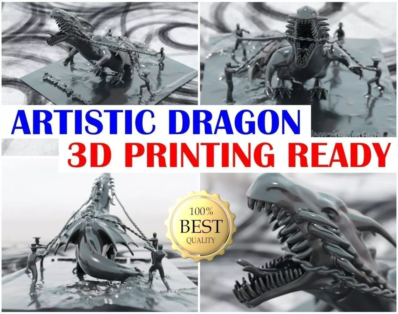 Italian Art - DRAGON IN CHAIN 3D print model_0