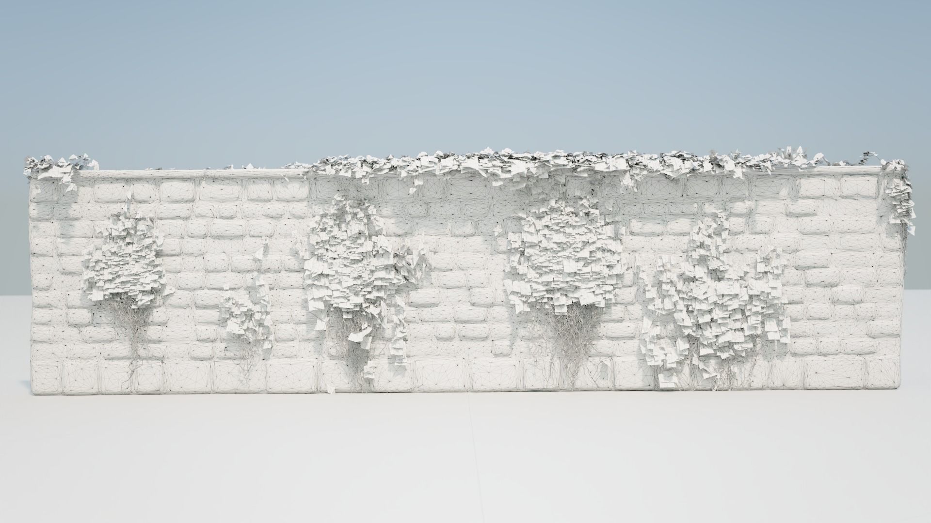 Red brick wall with ivy 3D model_3