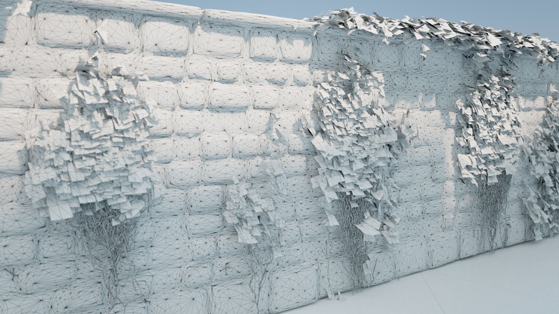 Red brick wall with ivy 3D model_7