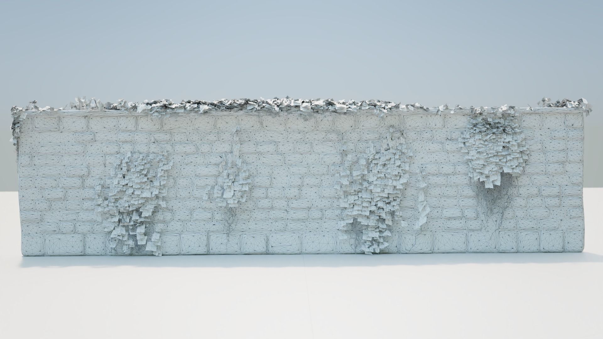 Red brick wall with ivy 3D model_9