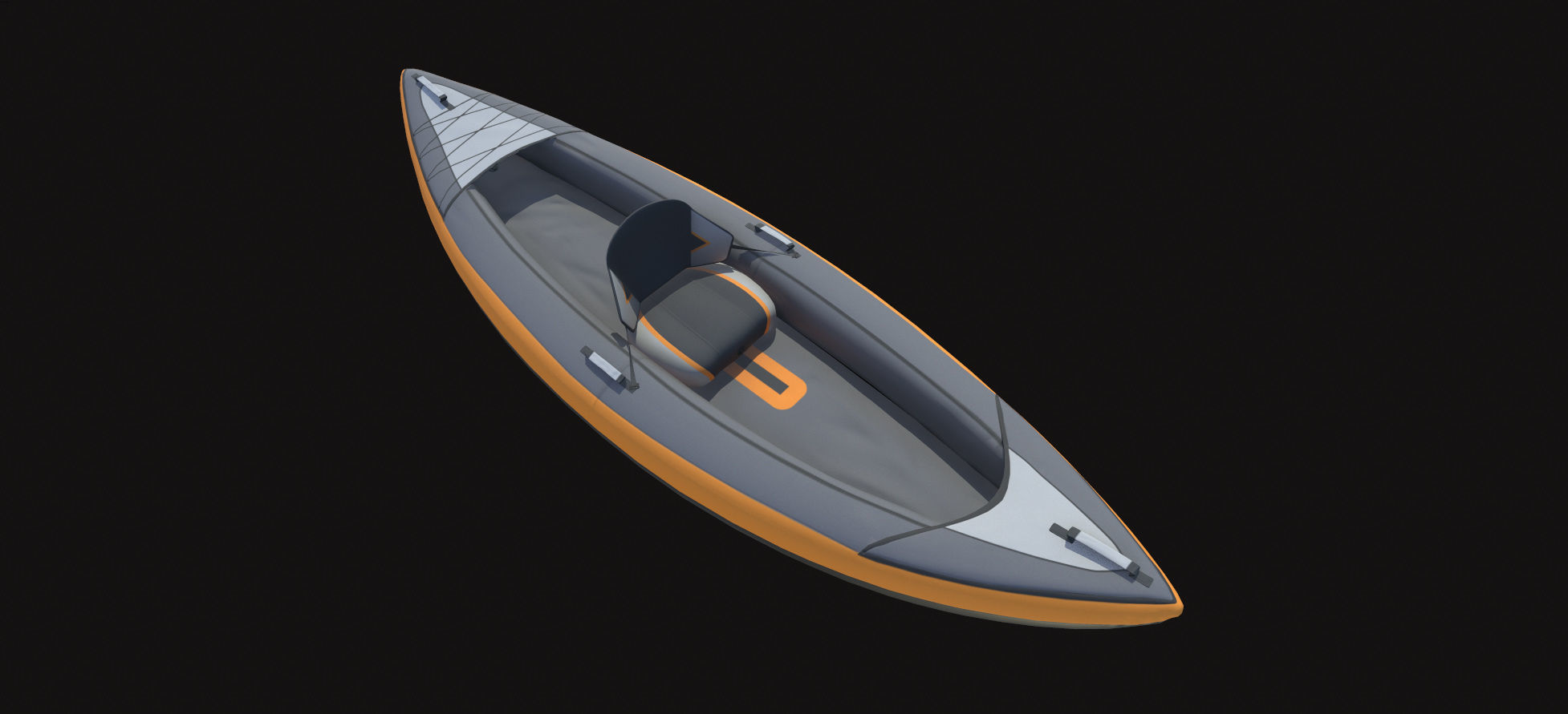 Inflatable Kayak without paddle Low-poly 3D model_2