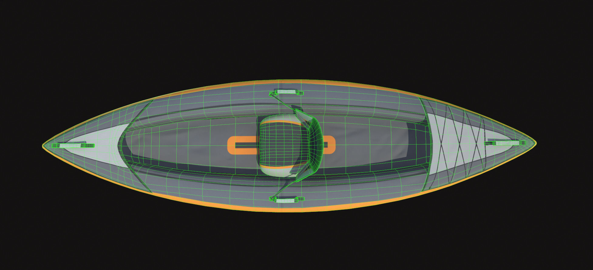Inflatable Kayak without paddle Low-poly 3D model_9