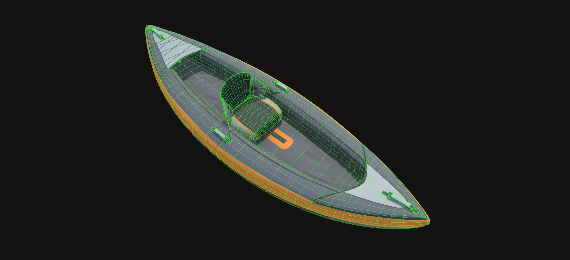 Inflatable Kayak without paddle Low-poly 3D model_3