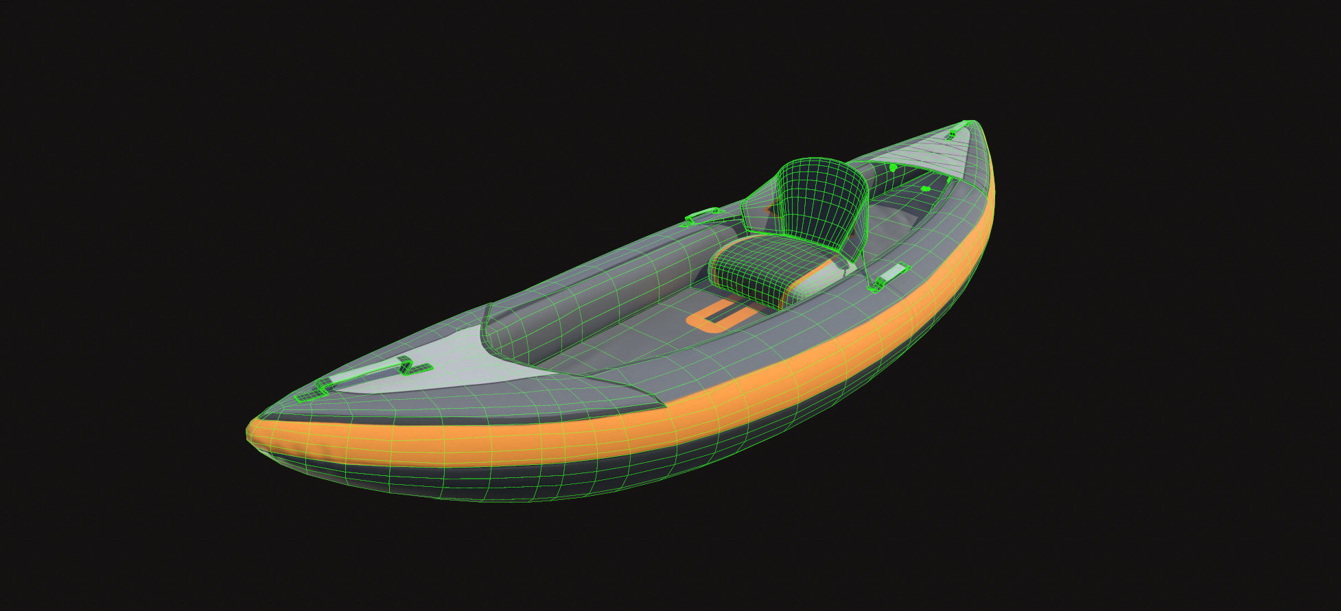 Inflatable Kayak without paddle Low-poly 3D model_1