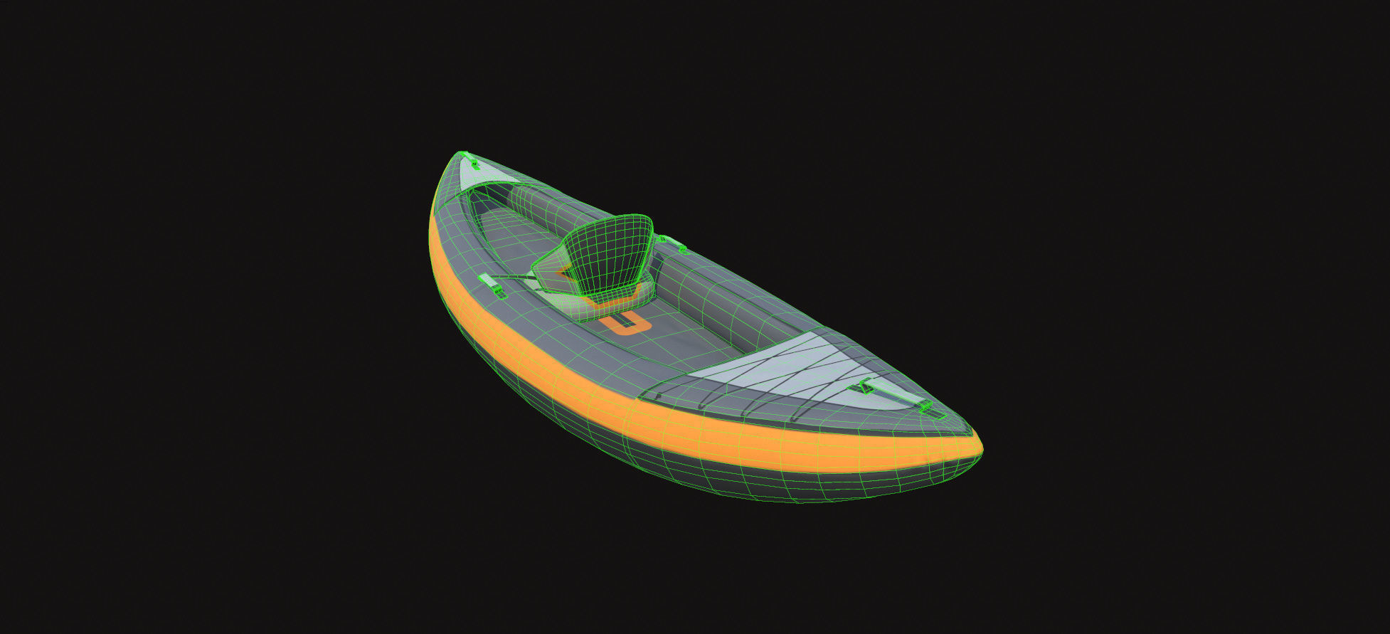 Inflatable Kayak without paddle Low-poly 3D model_5