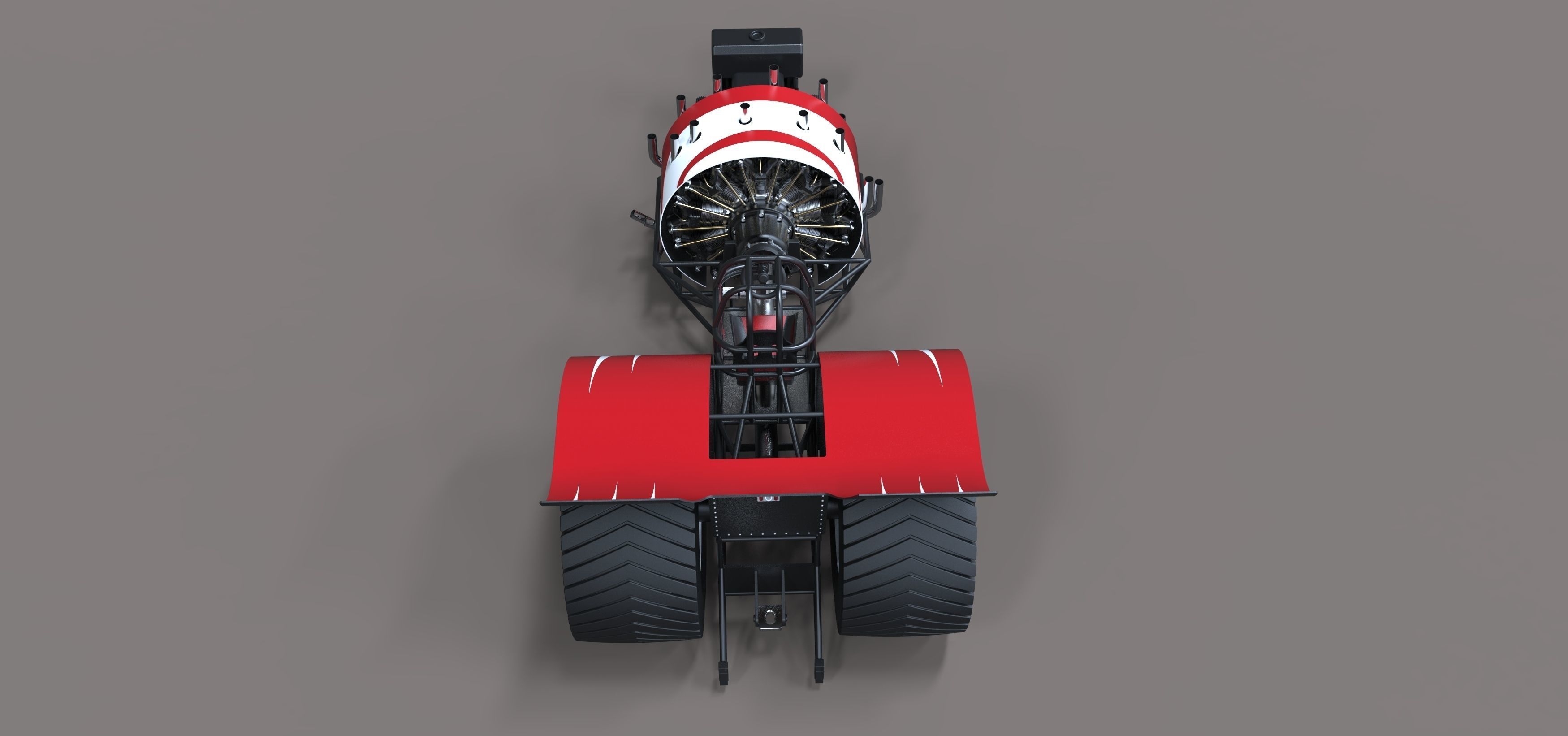 Pulling tractor with radial engine 3D model_14