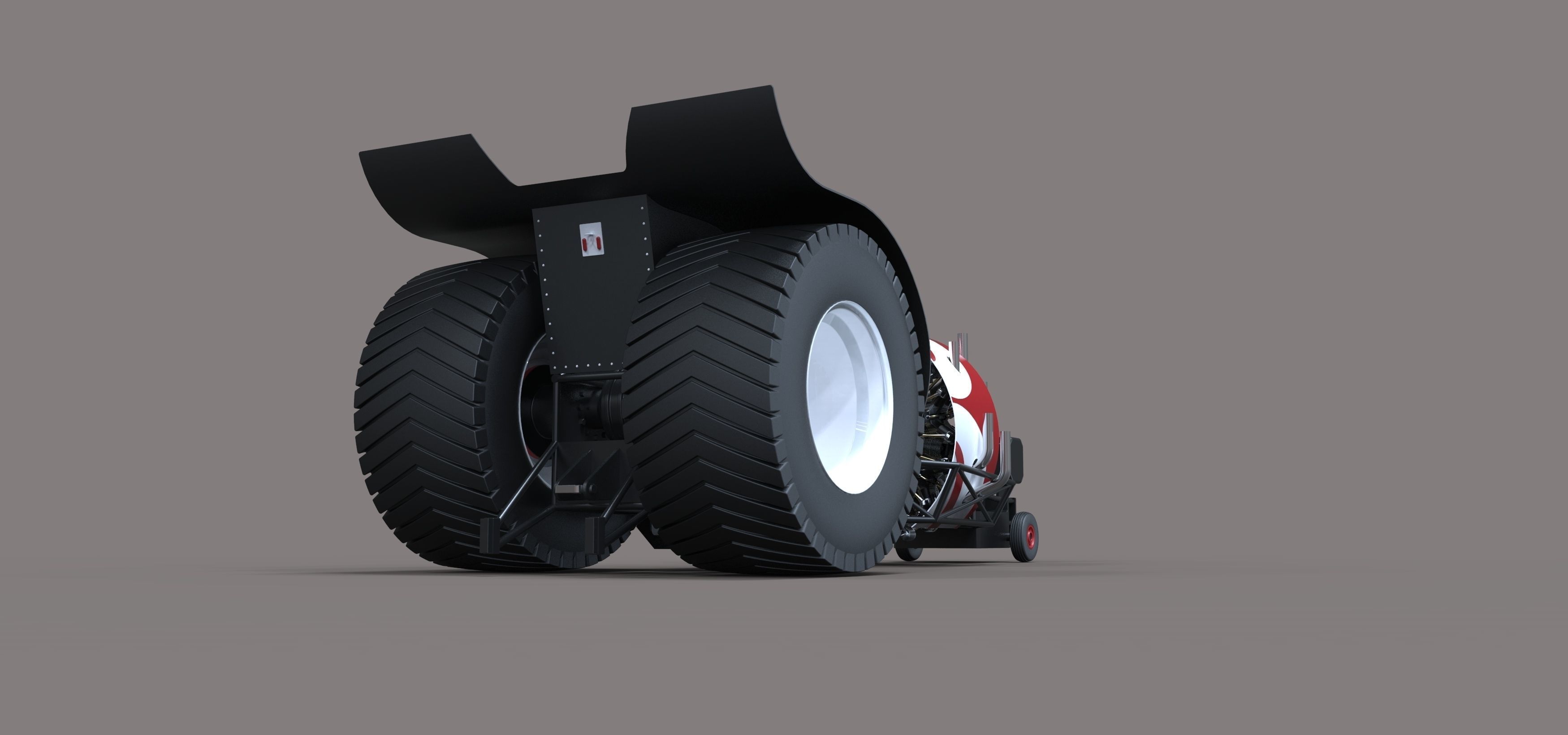Pulling tractor with radial engine 3D model_13