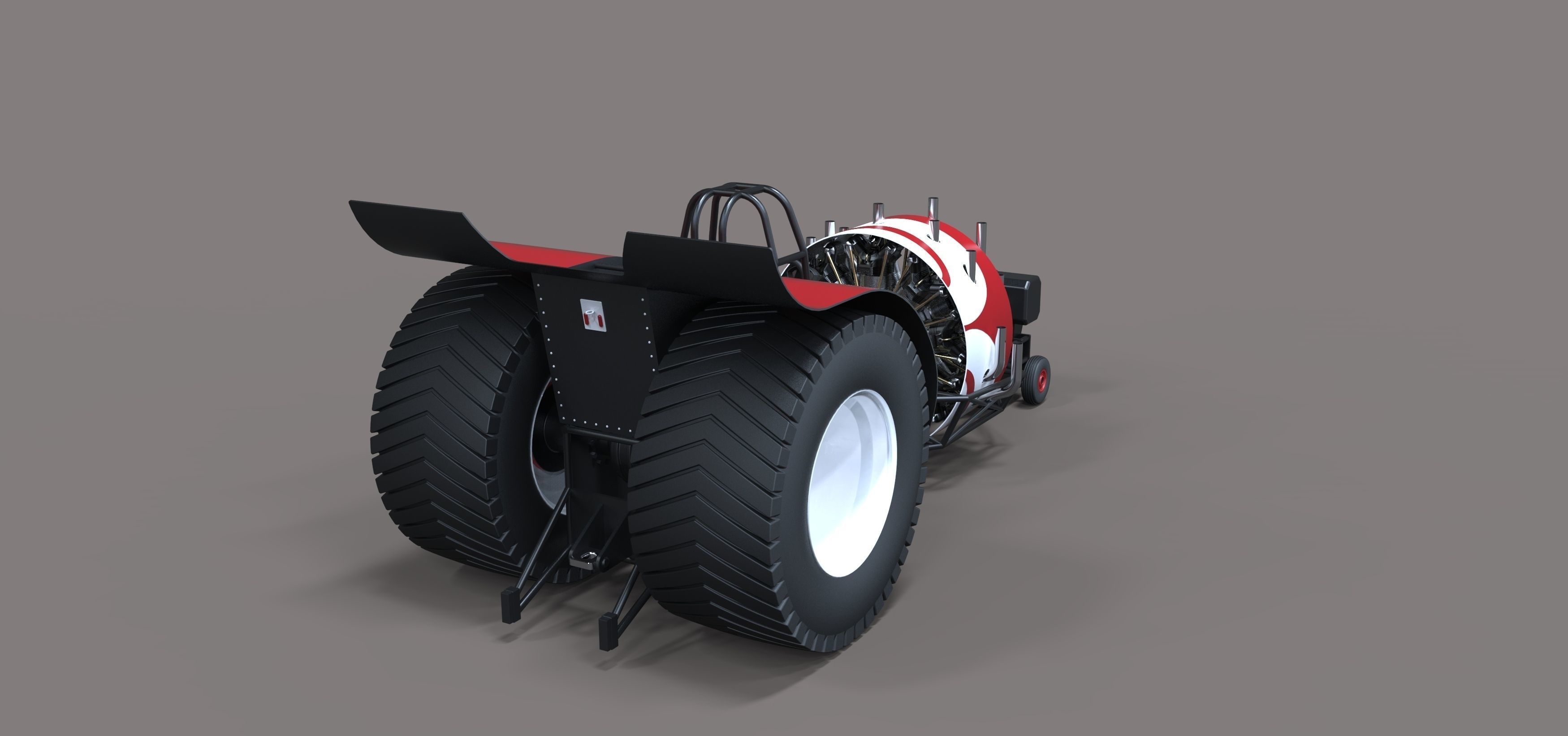Pulling tractor with radial engine 3D model_12