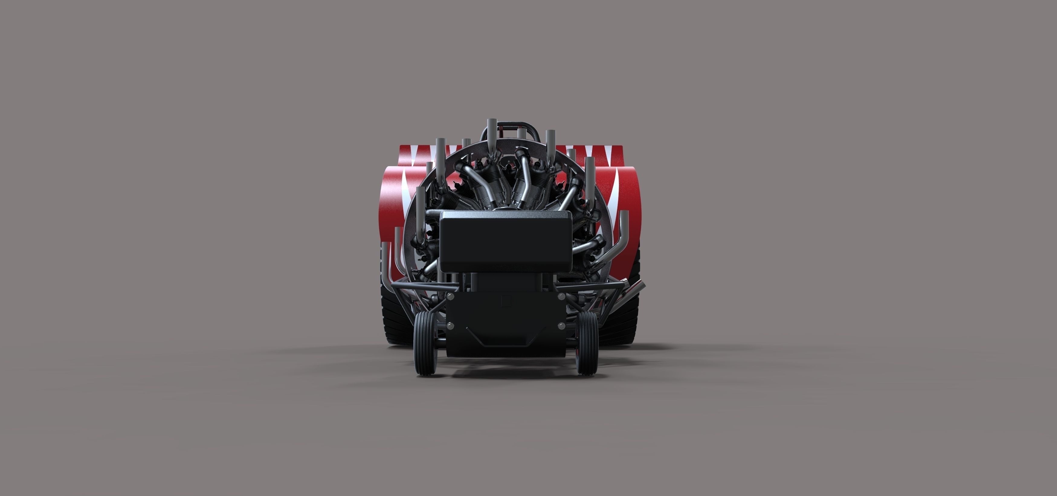 Pulling tractor with radial engine 3D model_6