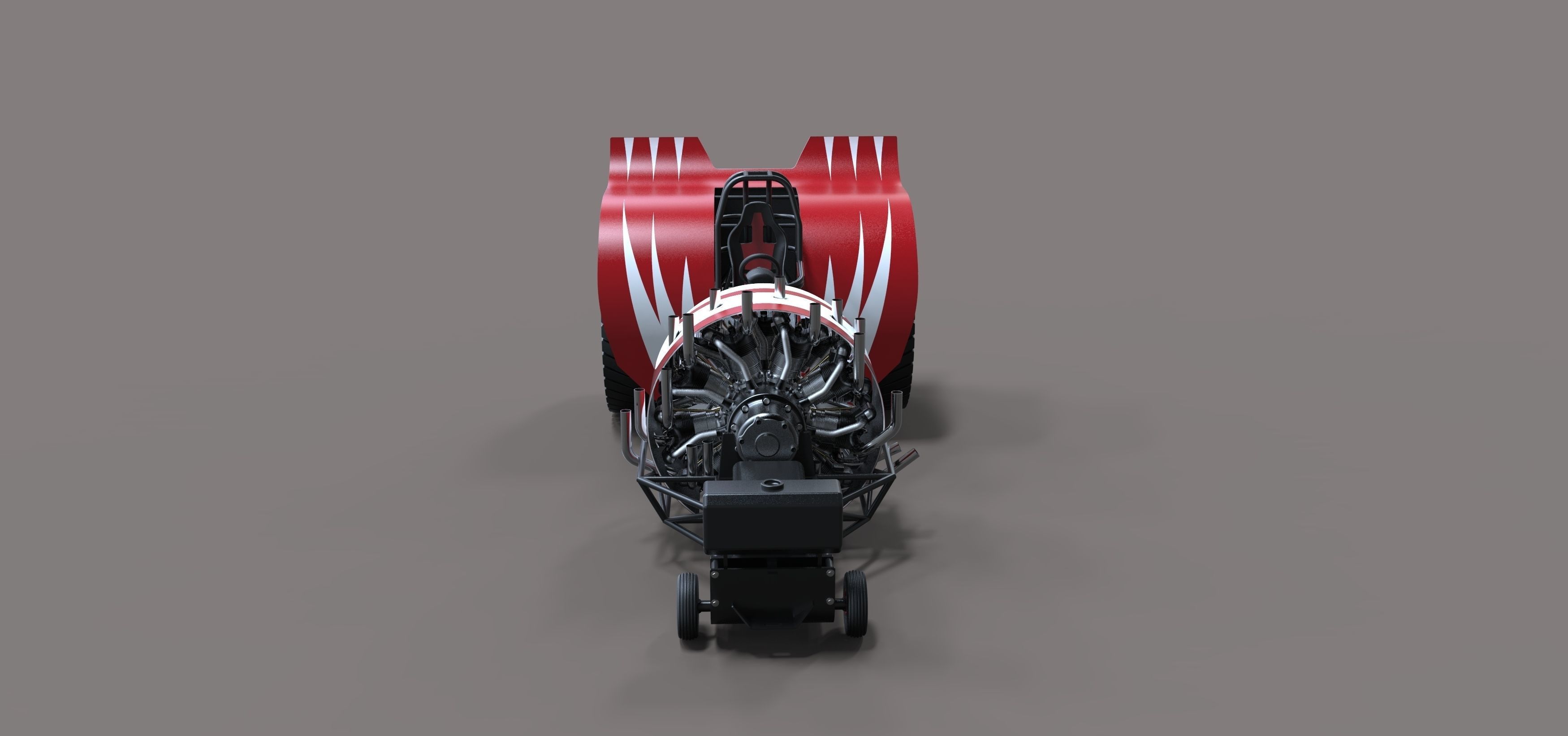 Pulling tractor with radial engine 3D model_5
