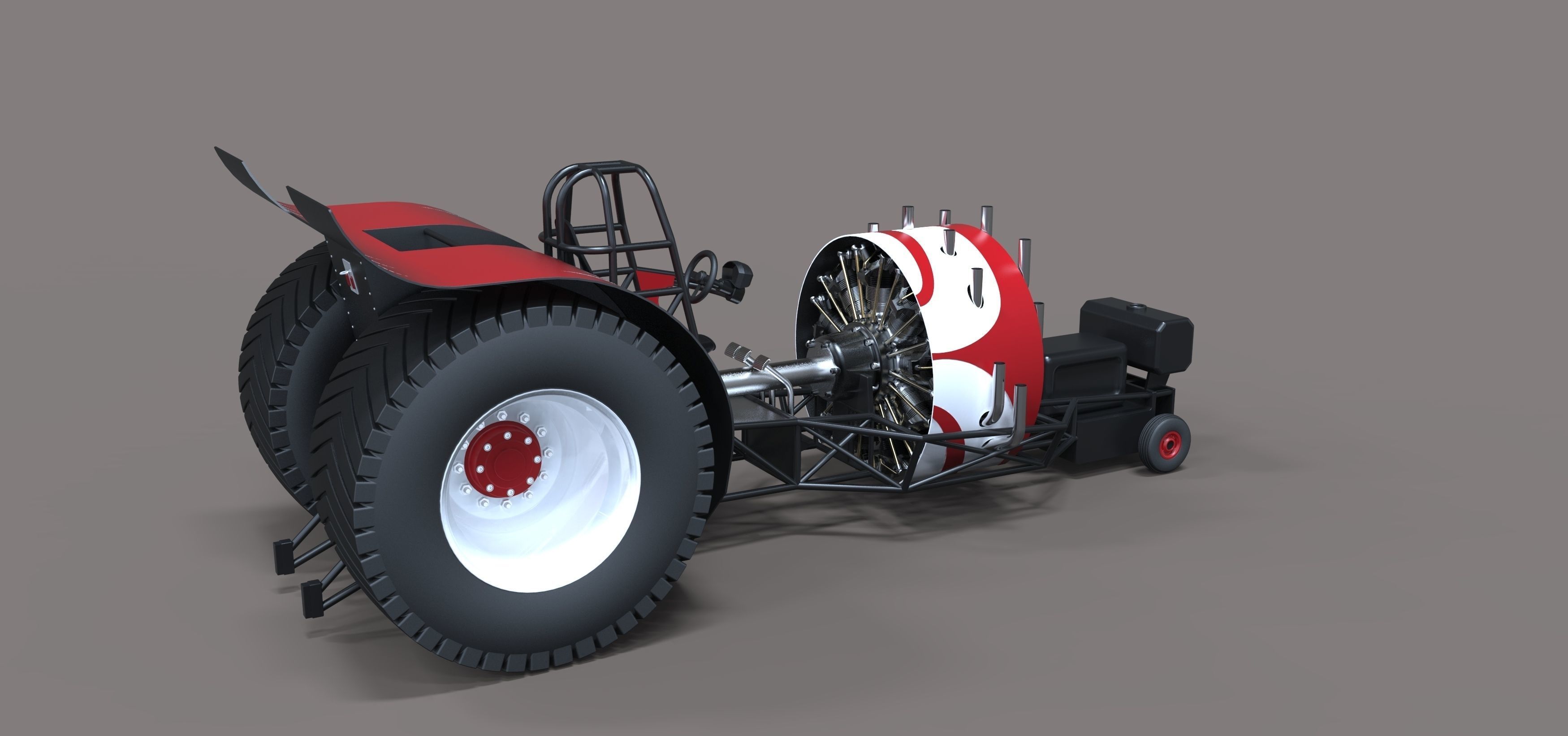 Pulling tractor with radial engine 3D model_11