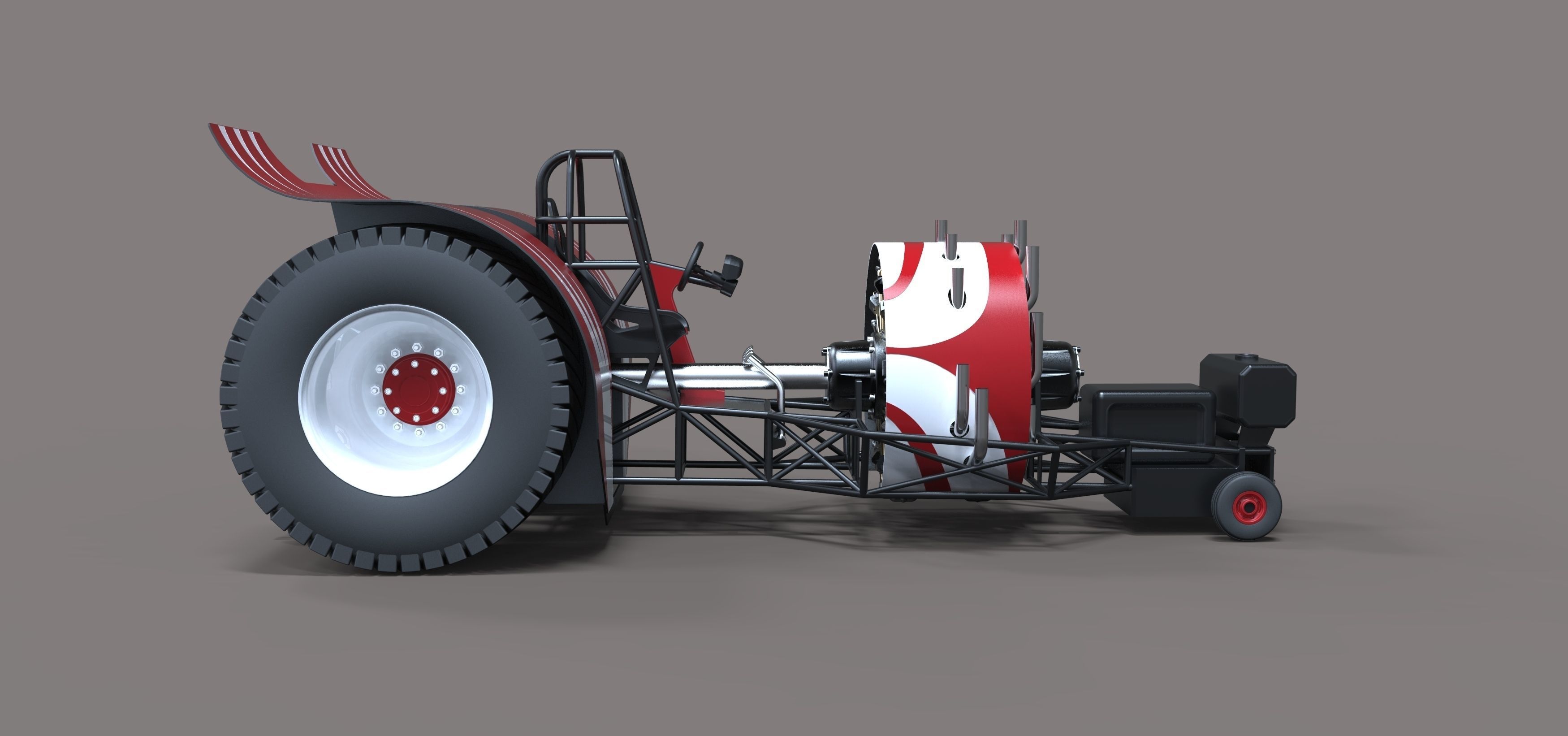 Pulling tractor with radial engine 3D model_7