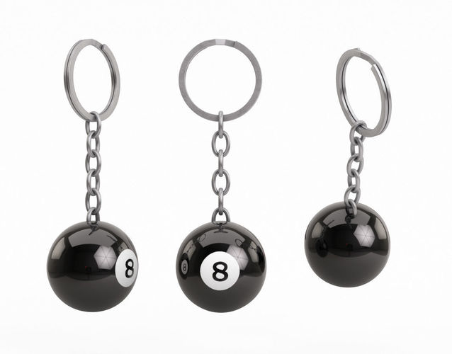 Pool Ball Keychain 3D model