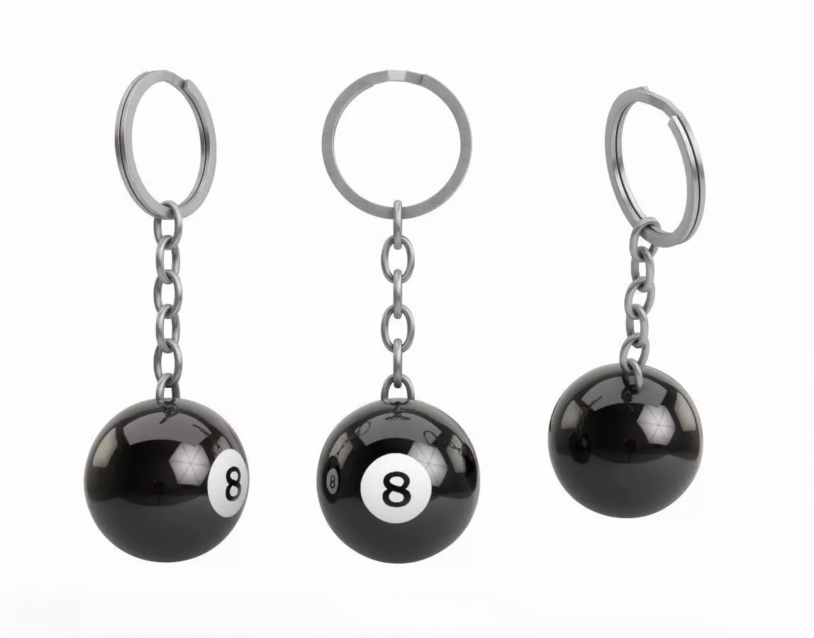 Pool Ball Keychain 3D model_0