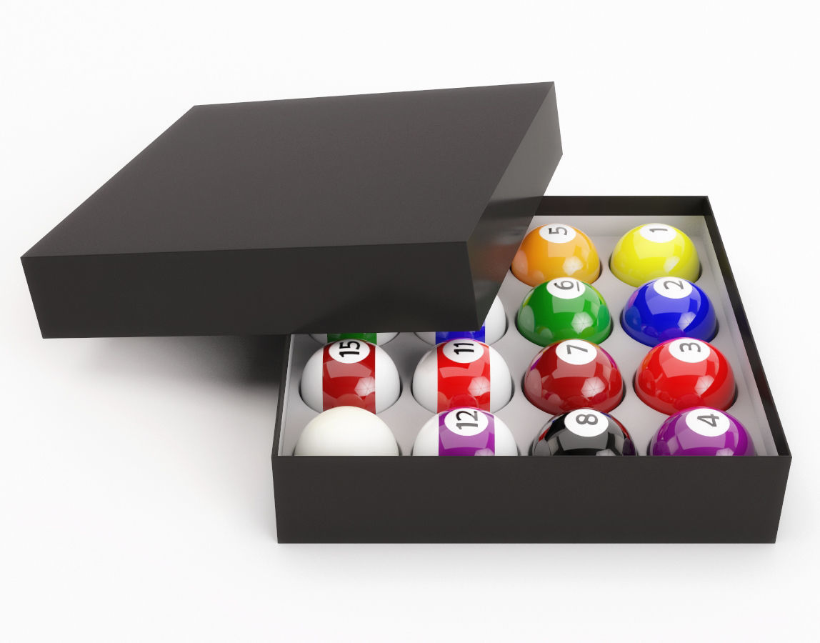 Pool Balls In Paper Box 3D model_1