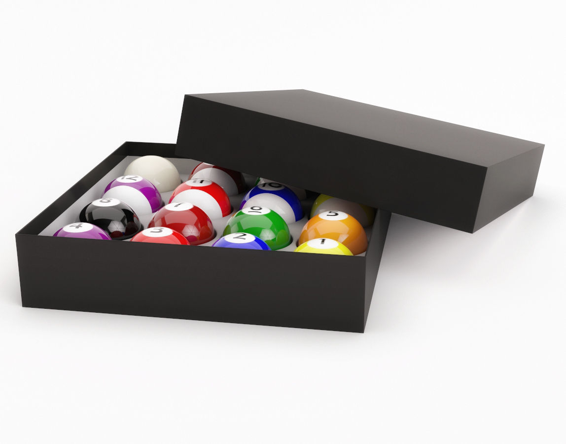 Pool Balls In Paper Box 3D model_2