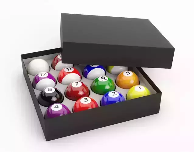 Pool Balls In Paper Box 3D model