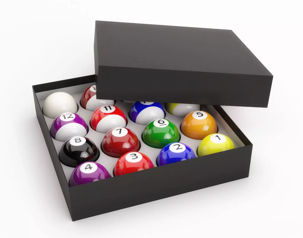 Pool Balls In Paper Box 3D model_0
