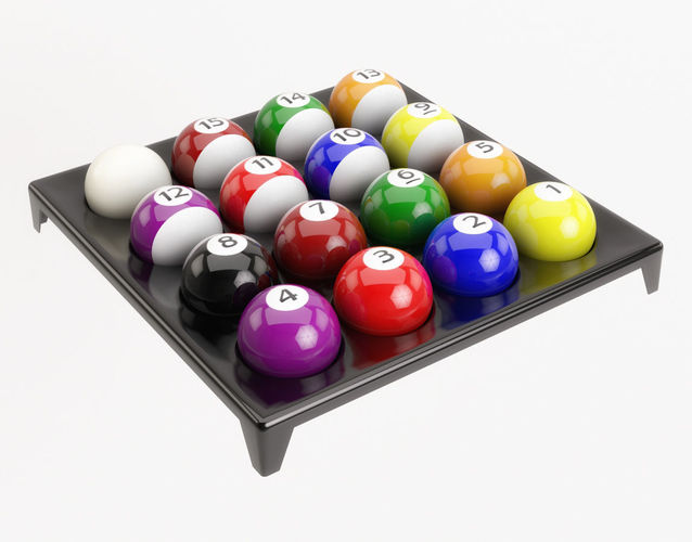 Pool Balls on plastic holder 3D model