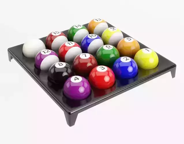 Pool Balls on plastic holder 3D model
