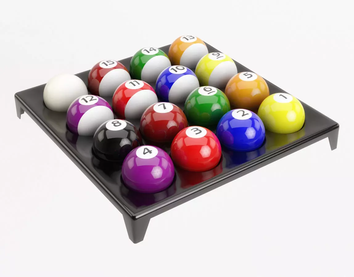 Pool Balls on plastic holder 3D model_0