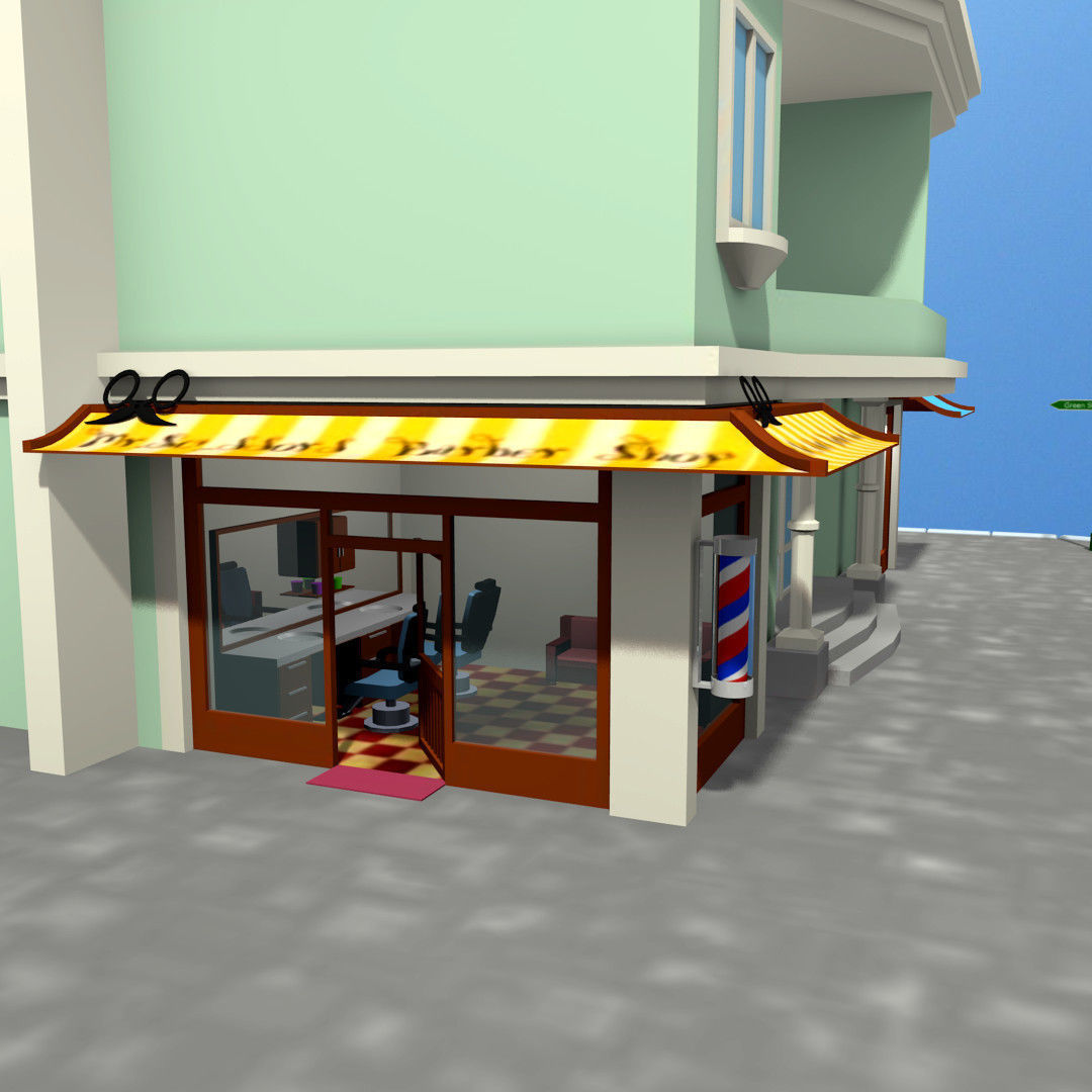 motel building Low-poly 3D model_3