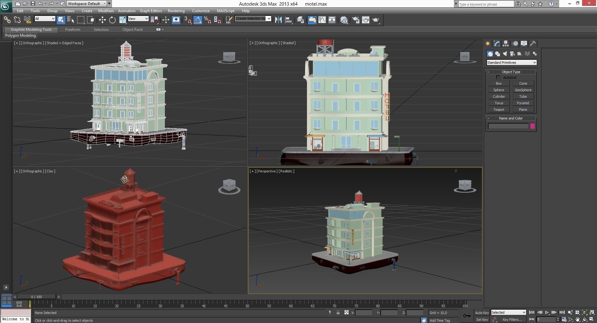 motel building Low-poly 3D model_7