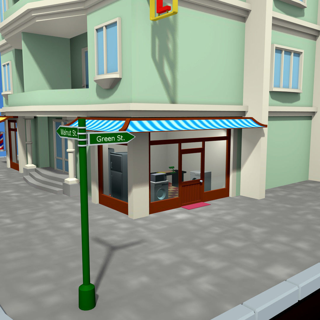 motel building Low-poly 3D model_4